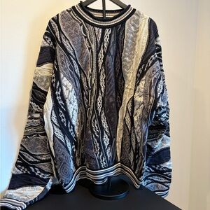 COOGI Black and Cream Textured Crewneck Sweater